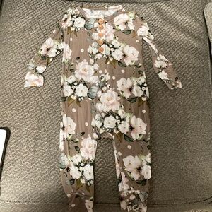 Posh peanut Henley romper with ruffles